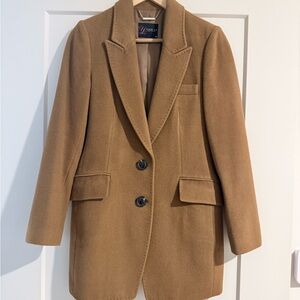 Camel Wool tailored coat max mara style stitching size xs